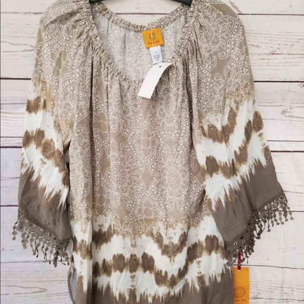 Women's Ruby Rd Brown/White Blouse NWT